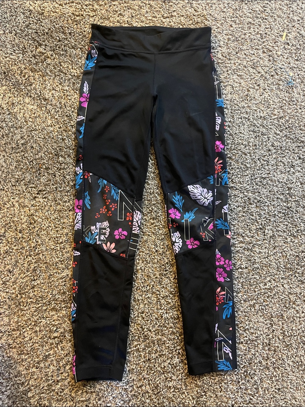 Nike Black Leggings with Colorful Floral Panels